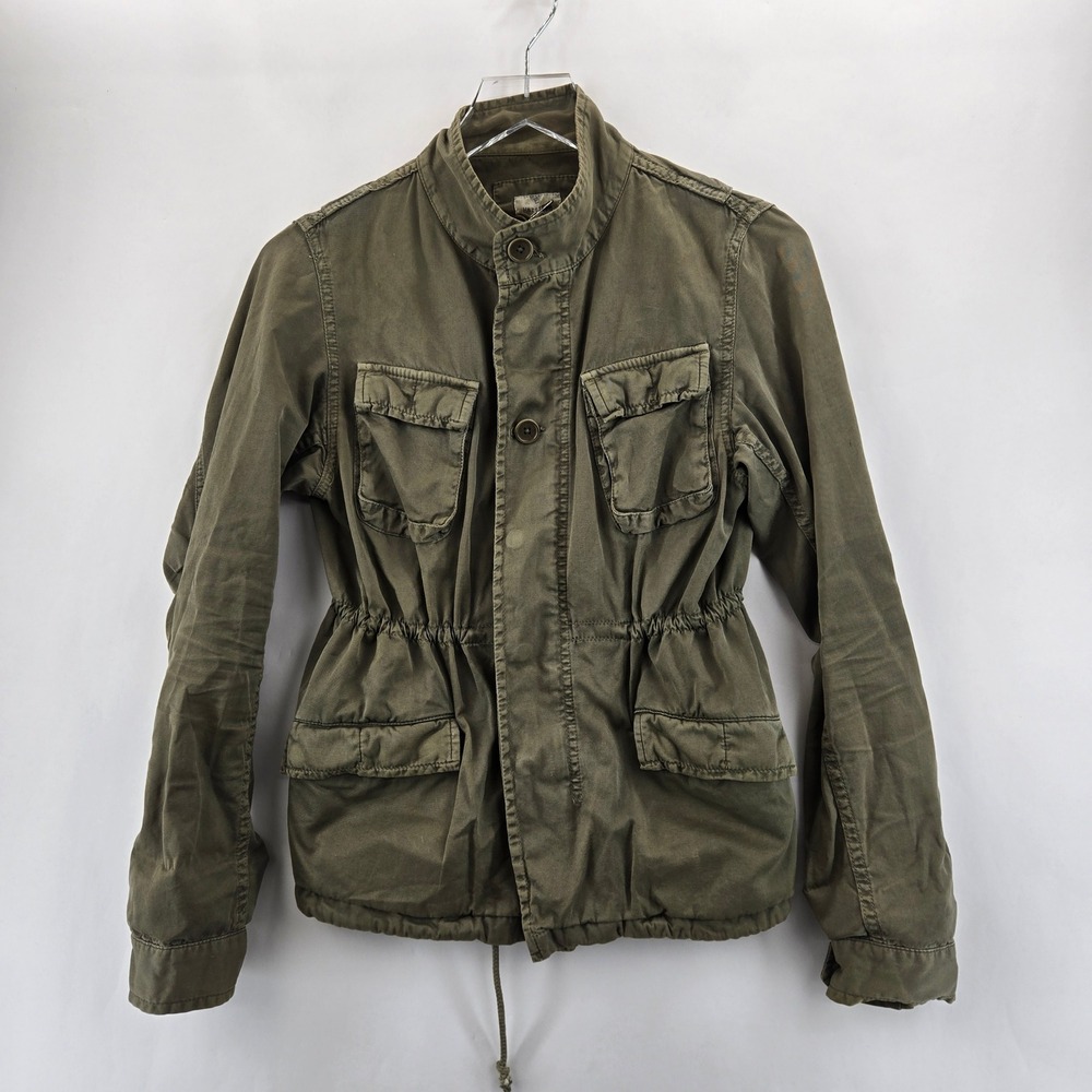 Hartford Womens Olive Green Cotton Utility Field Jacket Size 2 Military Cargo